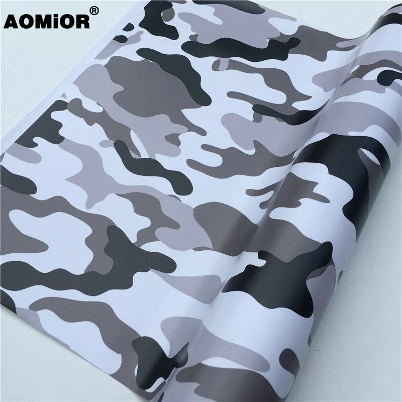 Arctic Snow Black Camo Vinyl Car Wrap Film Camouflage Vinyl Wrapping Sticker Console Computer Laptop Scooter Motorcycle