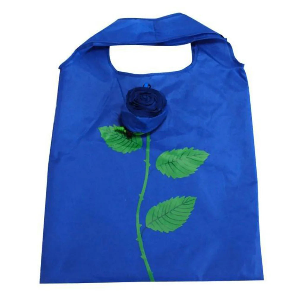 Rose Flower Shopping Bags Portable Storage Organizers Polyester Cloth Eco Large Capacity Women's Bag Travel Foldable Handbag