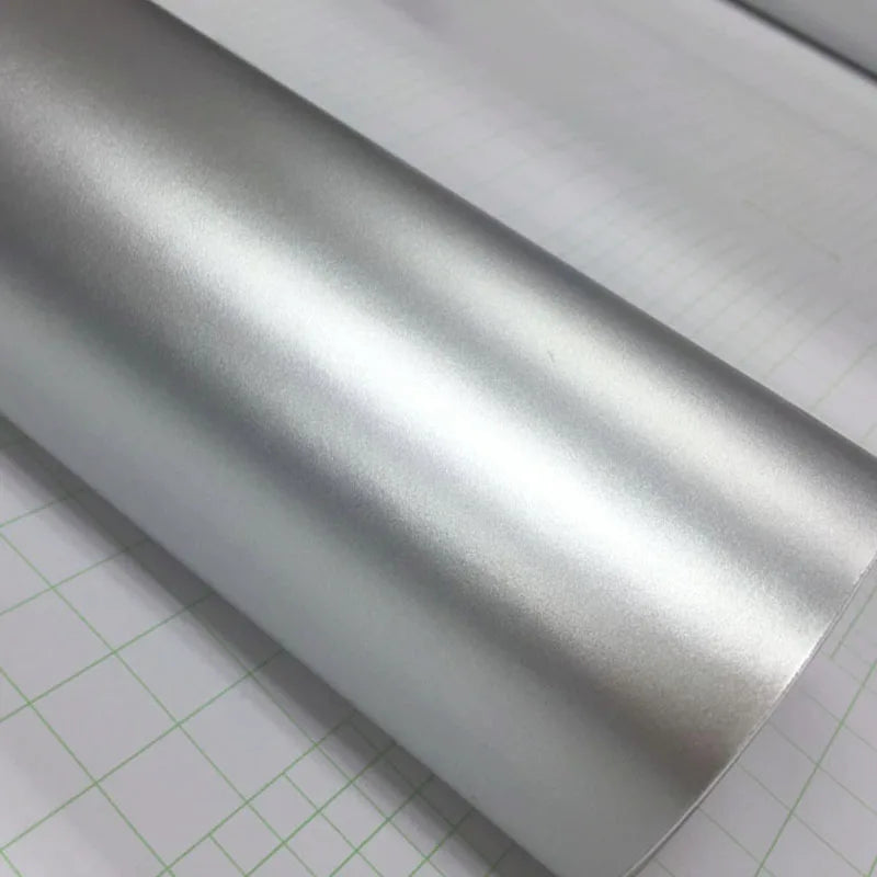 50cmx500cm Silver Brushed Aluminum Vinyl Wrap With Air Release Bubble Free Car Motorbike Sticker Wrapping