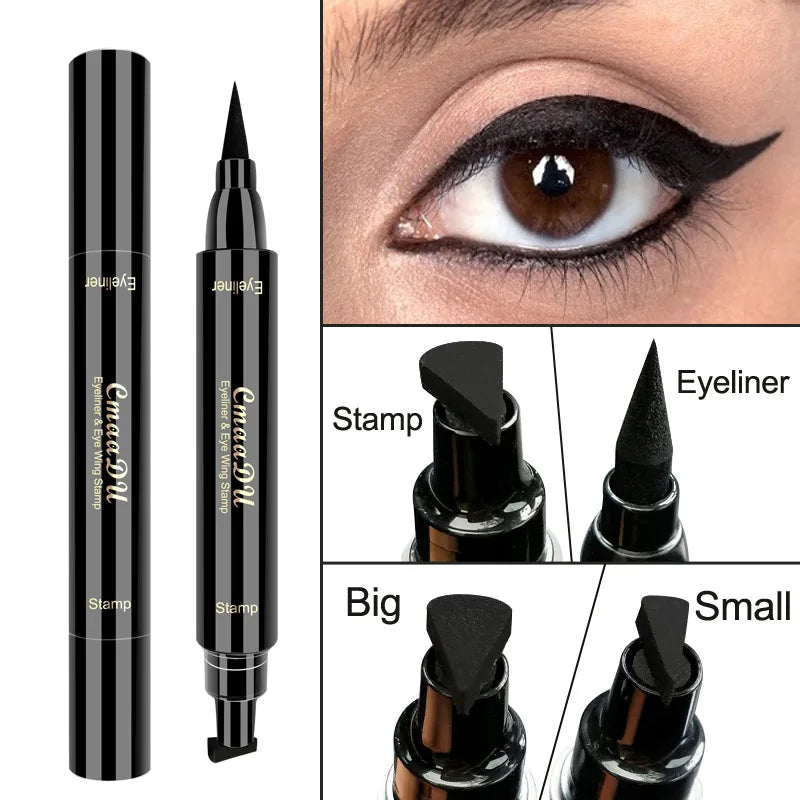 Double-Ended Stamp Liquid Eyeliner Pen – Waterproof Fast-Dry Black Eye Liner with Seal Stamp