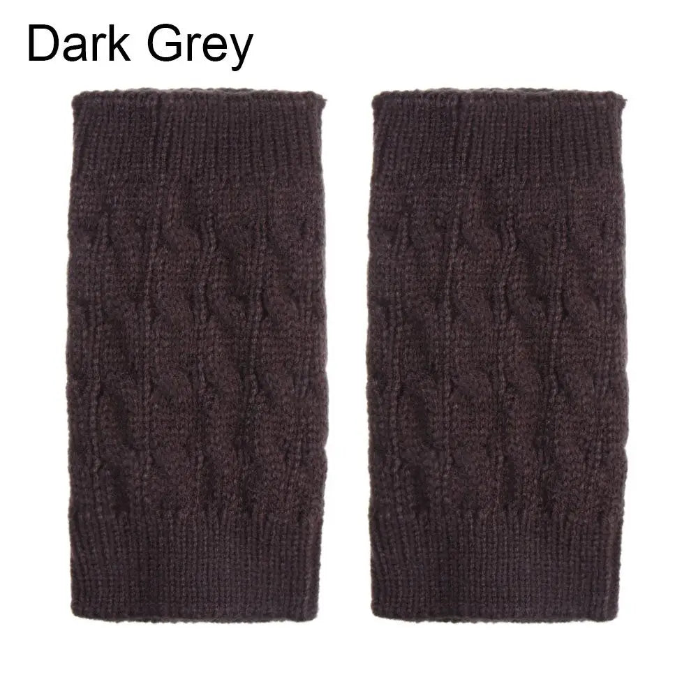 Women's Short Knit Leg Warmers - Boot Cuffs in Grey & Khaki - photo 24