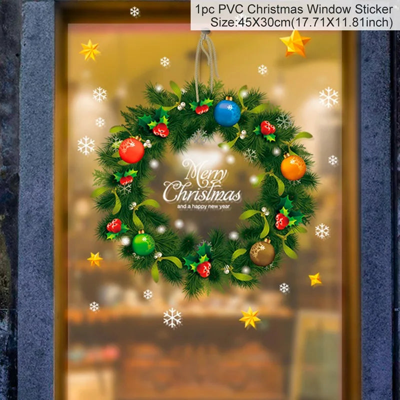 Christmas Wall Window Stickers Marry Christmas Decoration For Home 2026 Christmas Ornaments Xmas Navidad Gift New Year 2026