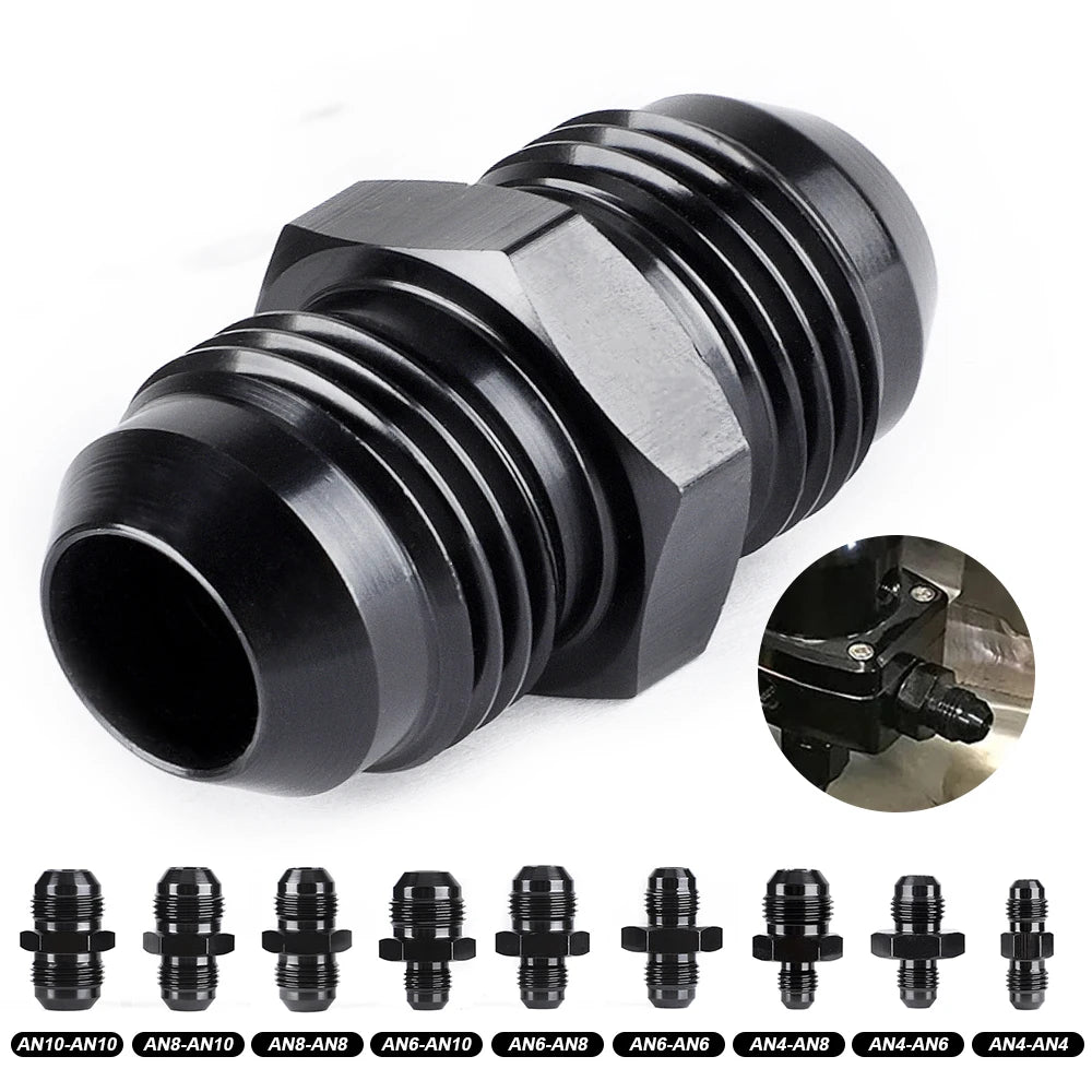 Oil Fuel Hose End Adapter an Straight AN Male To AN Male Coupler AN4 AN6 AN8 AN10 Fittings Aluminum Male Flare AN8 Fitting