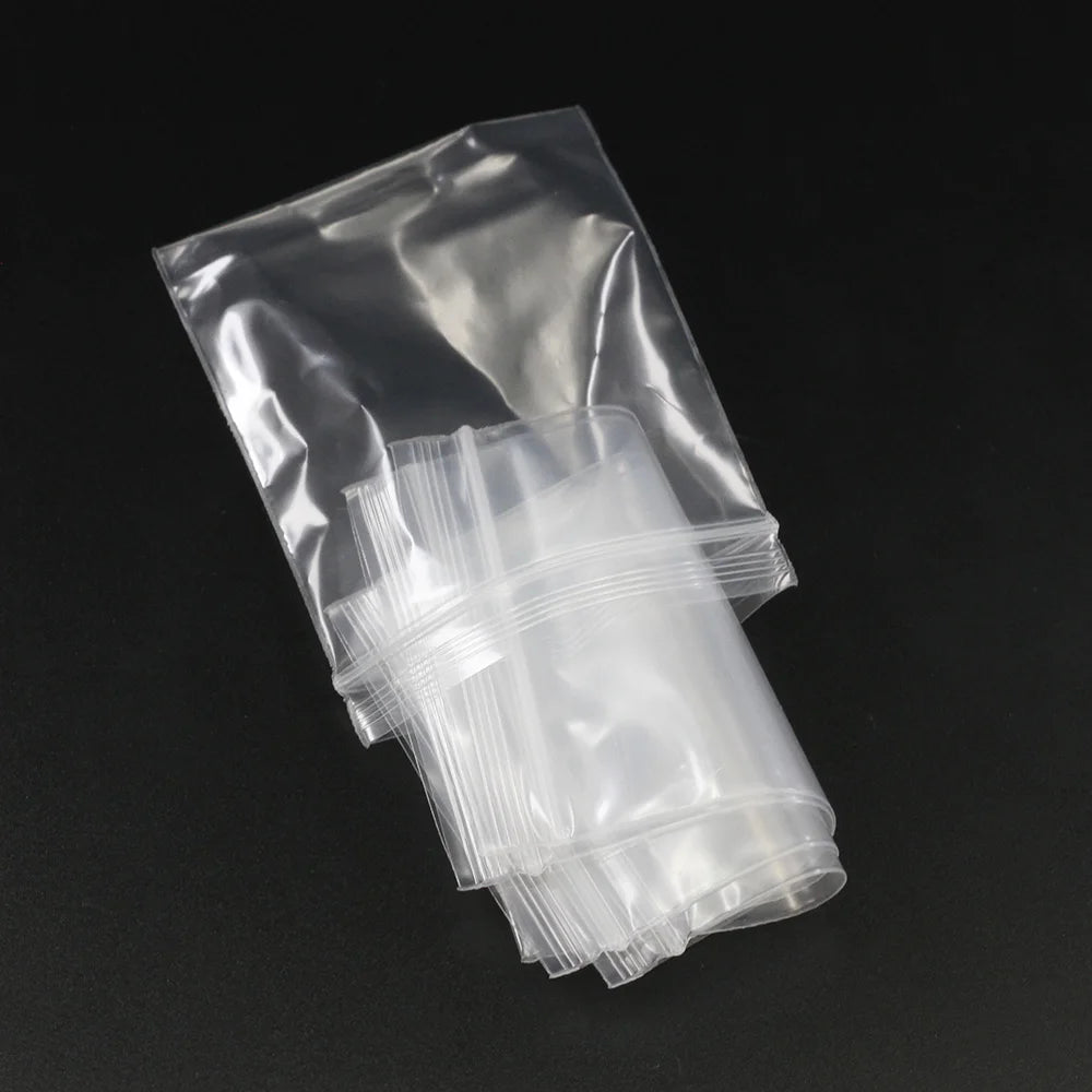 30-100Pcs Thick Plastic Poly Clear Bags 4x6/5x7/6x8/7x10cm Jewelry Packaging Lock Zipped Reclosable DIY Storage