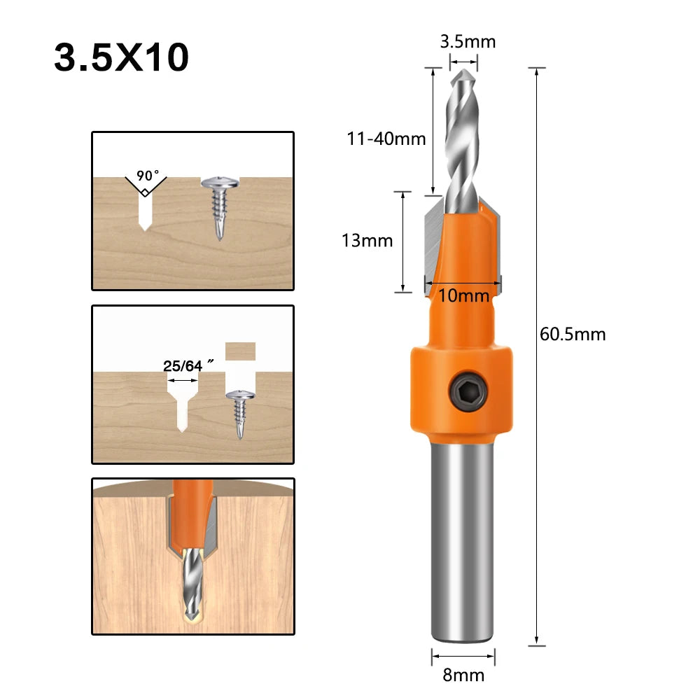 8mm Shank Countersink Router Bit, Woodworking Milling Cutter