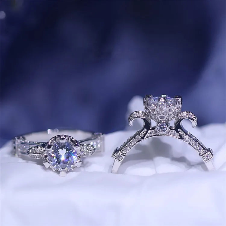 Cubic Zirconia White Gold Ring for Women - Bridal & Wedding