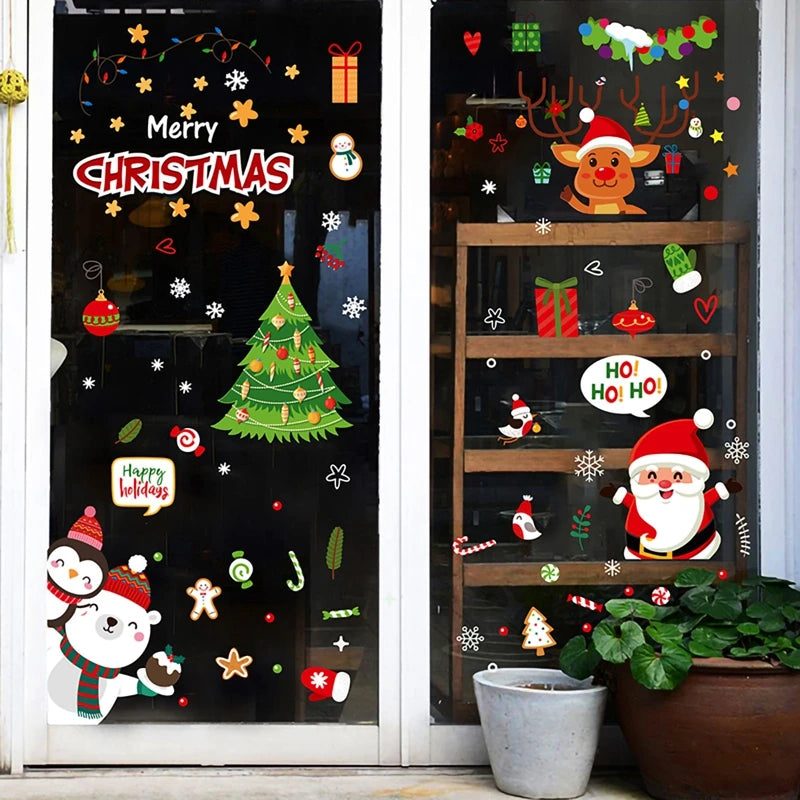 Christmas Wall Window Stickers Marry Christmas Decoration For Home 2026 Christmas Ornaments Xmas Navidad Gift New Year 2026