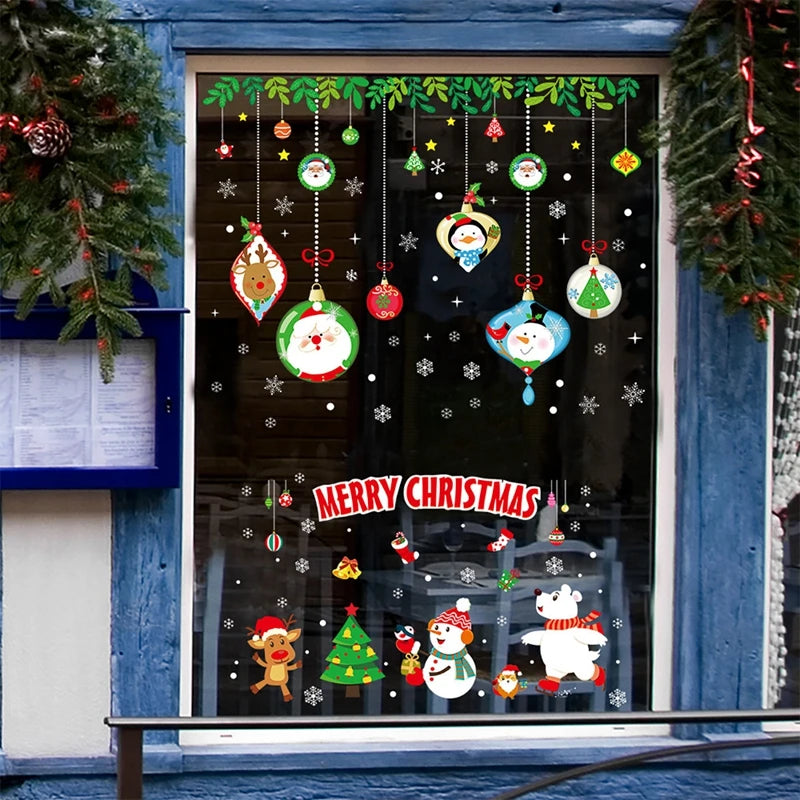 Christmas Wall Window Stickers Marry Christmas Decoration For Home 2026 Christmas Ornaments Xmas Navidad Gift New Year 2026