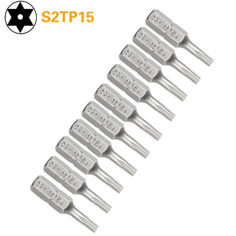 Security Torx Screwdriver Bit Set TP10–TP40 — 1/4" Hex Shank for Power Tools