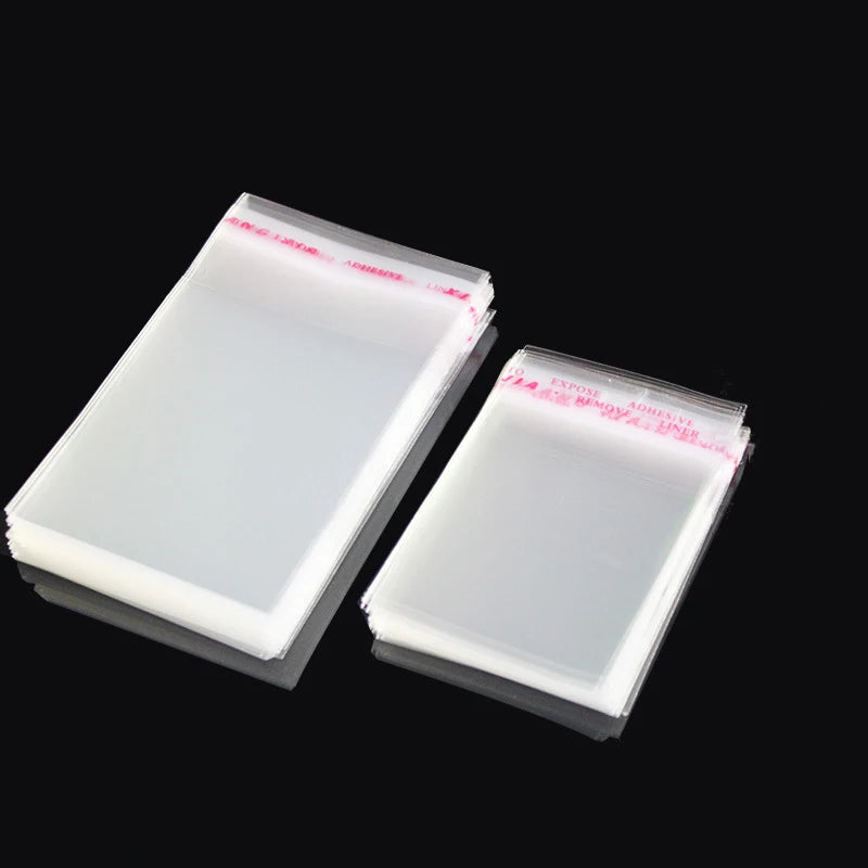 TETP 100PCS Clear Self-Adhesive OPP Bags – Resealable Cellophane Storage for Food, Candy & Gift Packaging
