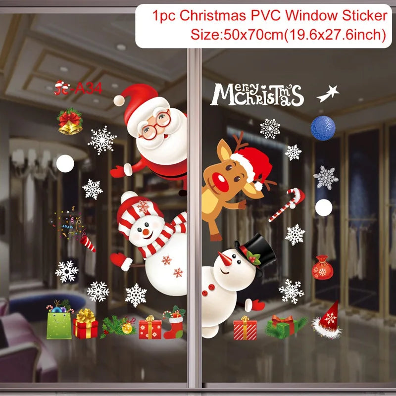 Christmas Wall Window Stickers Marry Christmas Decoration For Home 2026 Christmas Ornaments Xmas Navidad Gift New Year 2026