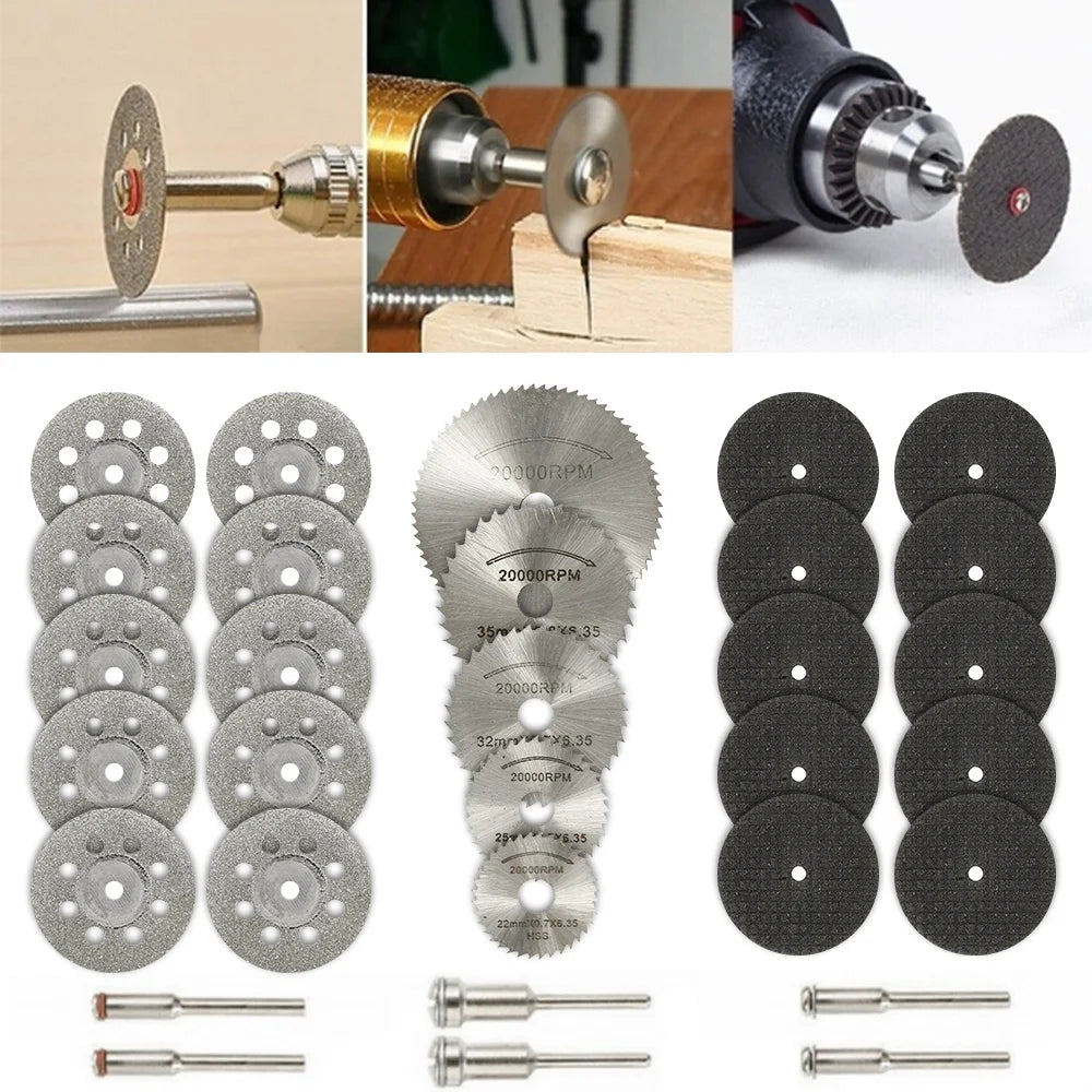 6-32Pcs Mini Circular Saw Blade Set Sanding Grinding Wheel Cutting Disc for Dremel Accessories Metal Cutting Rotary Tools