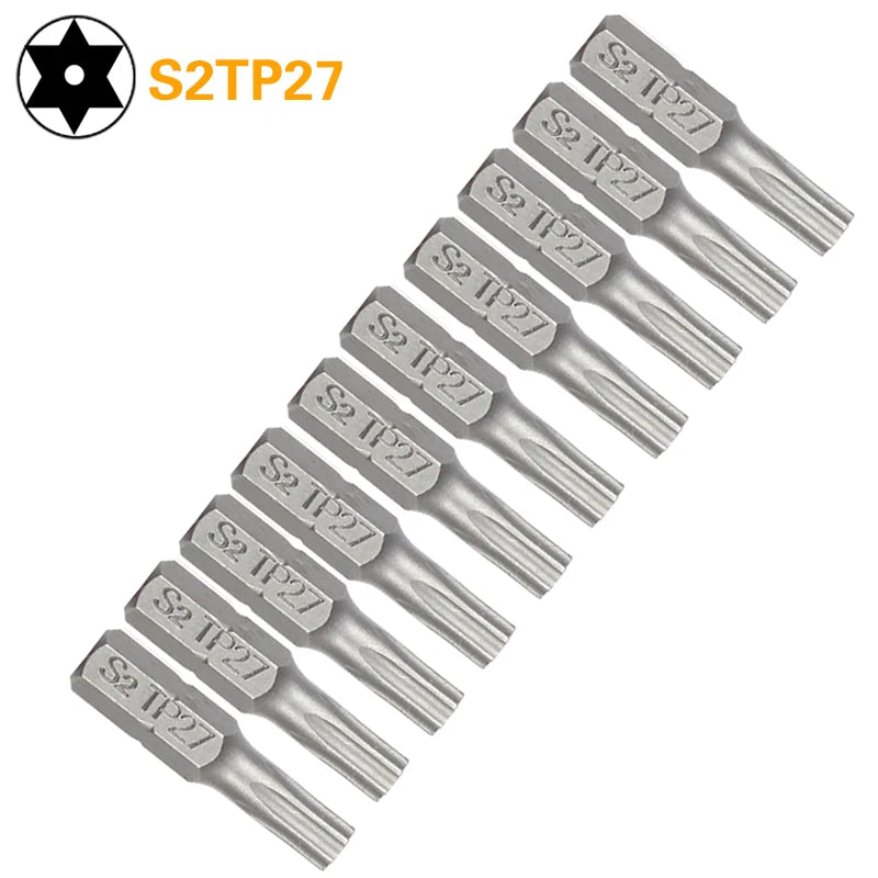 Security Torx Screwdriver Bit Set TP10–TP40 — 1/4" Hex Shank for Power Tools