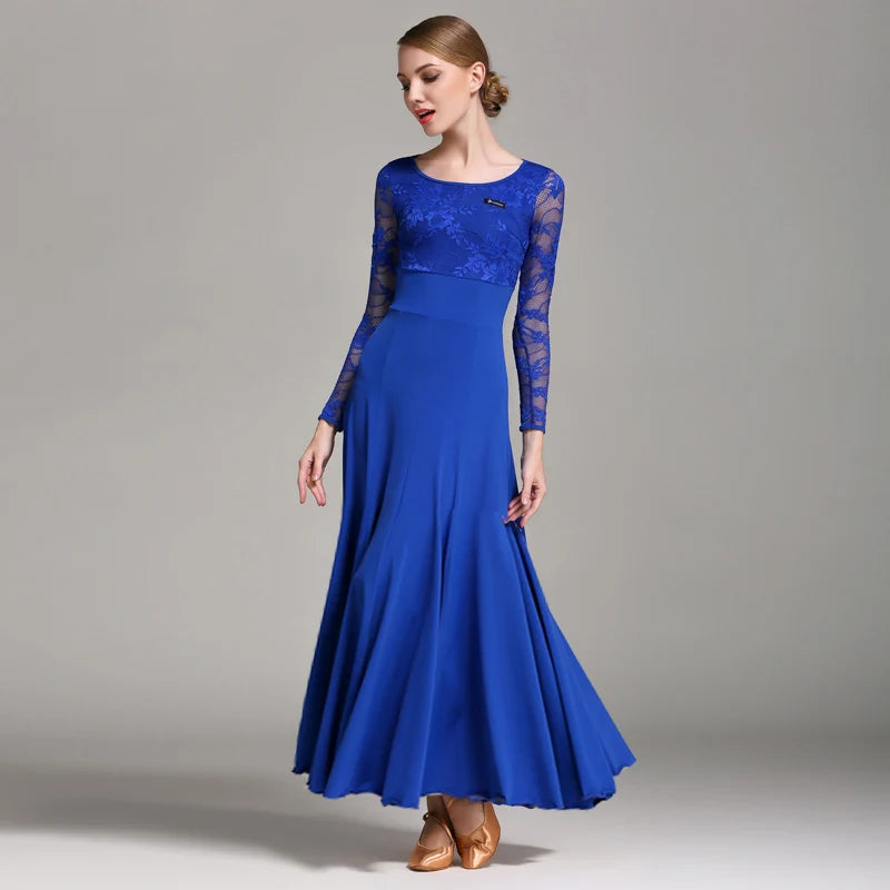 Women's lace-sleeve standard ballroom dance dress