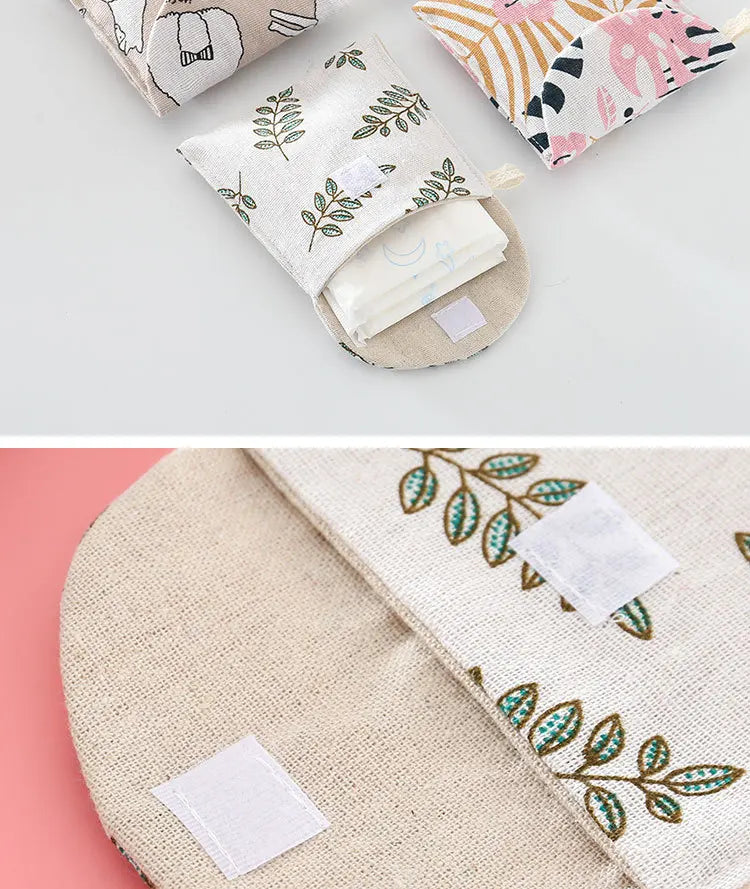 Portable Sanitary Napkin Storage Bag Women Cosmetic Organizer Girls Ladies Cute Coin Card Sanitary Pad Pouch Small Cosmetic Bag
