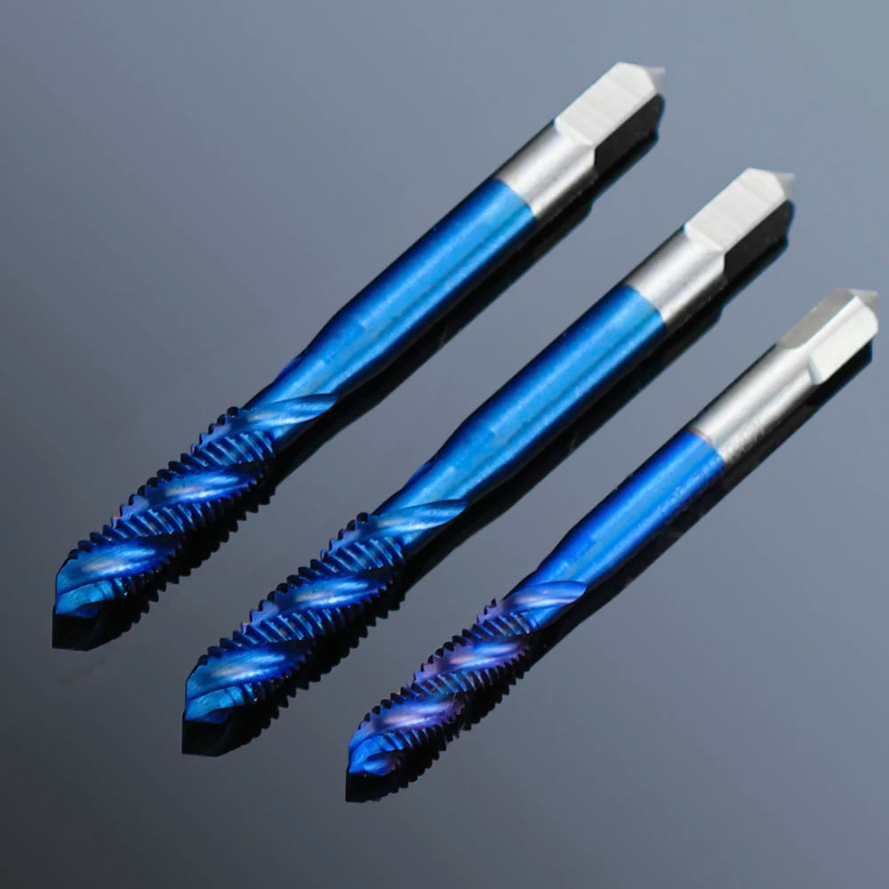 XCAN Metric Screw Tap 1pc HSS M2-M6 Thread Tap Nano Blue Coated Machine Plug Tap Threading Tools Spiral Tap Drill