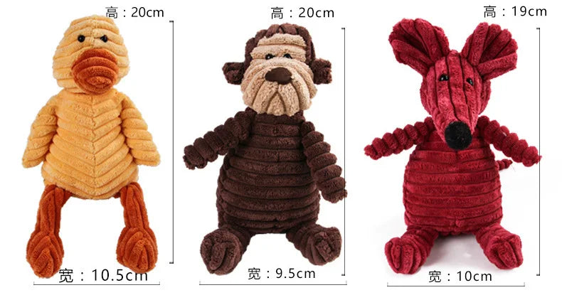 Squeaky Plush Chew Toy for Dogs, Animal Shapes