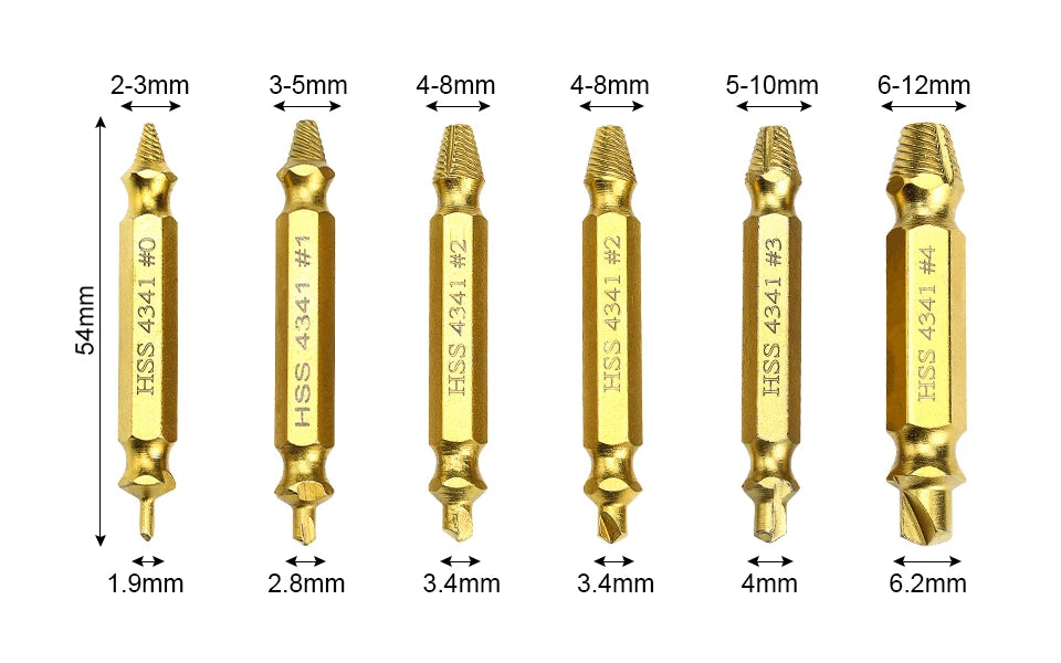 NINDEJIN 4/5/6pcs Damaged Screw Extractor Drill Bit Extractor Drill Set Broken Speed Out Bolt Extractor Bolt Stud Remover Tool
