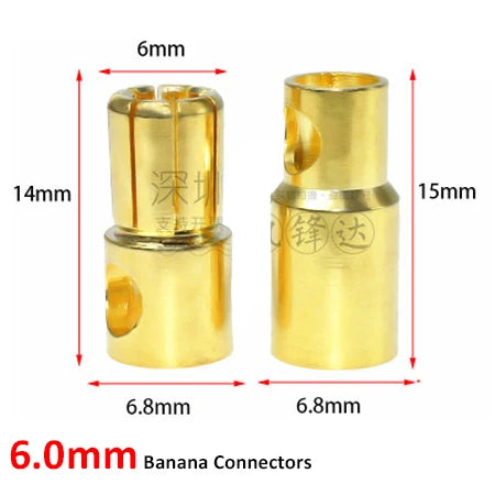 10pair/lot 2.0/3.0/3.5/4.0/5/5.5/6/6.5/8mm Gold Bullet Banana Connectors Plug For Lipo Battery RC ESC Motor DIY Accessories Toy