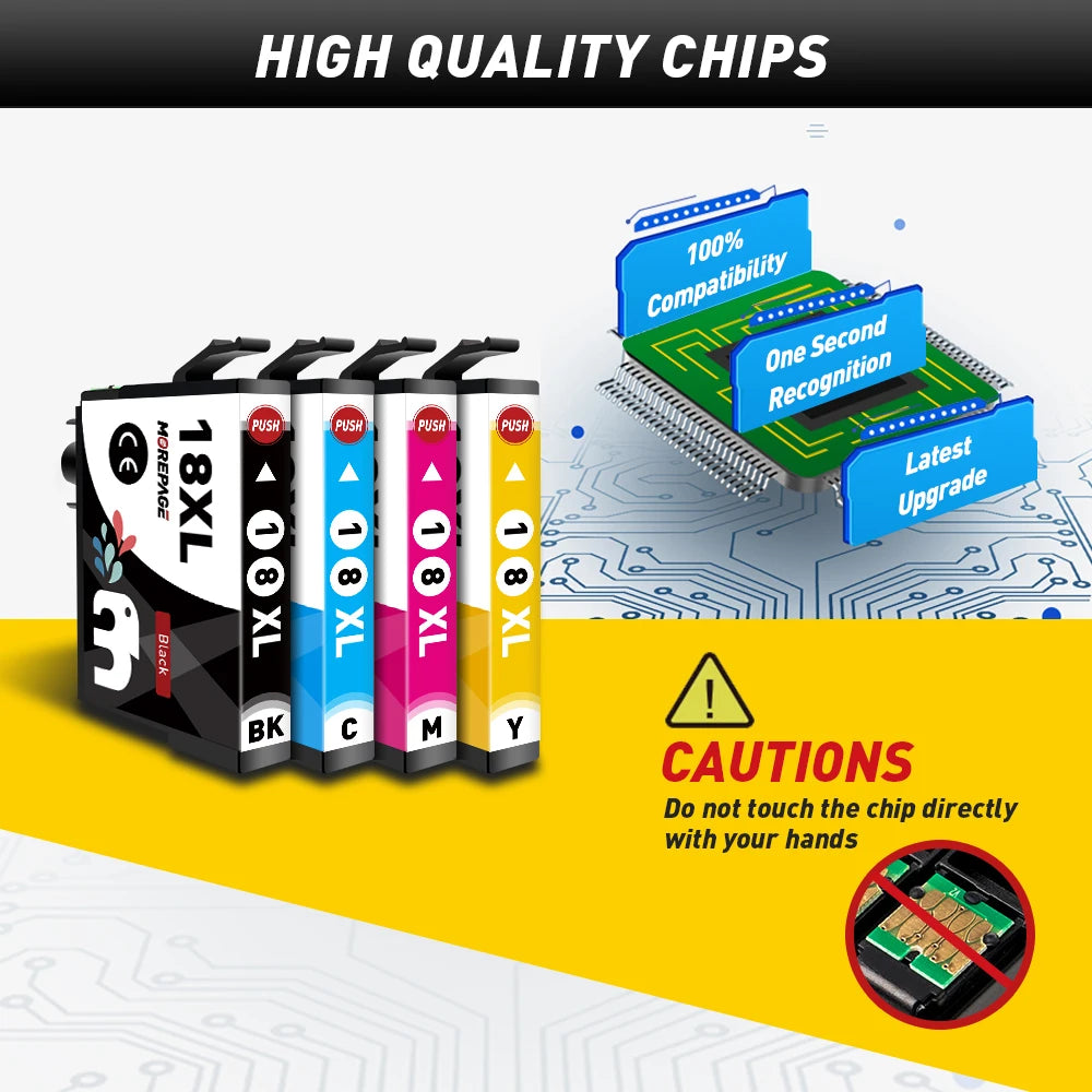 18XL Ink Cartridge For Epson T1811 1812 1813 1814 XL Compatible XP30 XP412 XP102 XP212 405 205 302 402 415 Printer