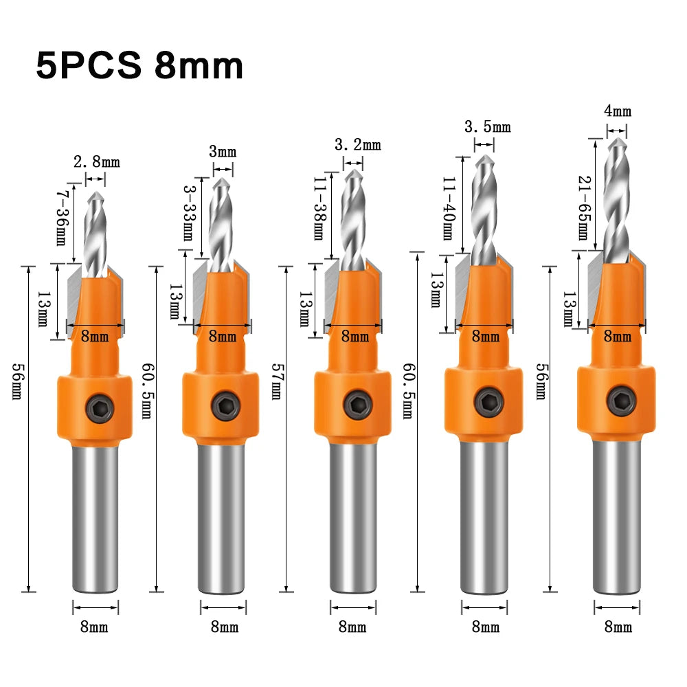 8mm Shank Countersink Router Bit, Woodworking Milling Cutter