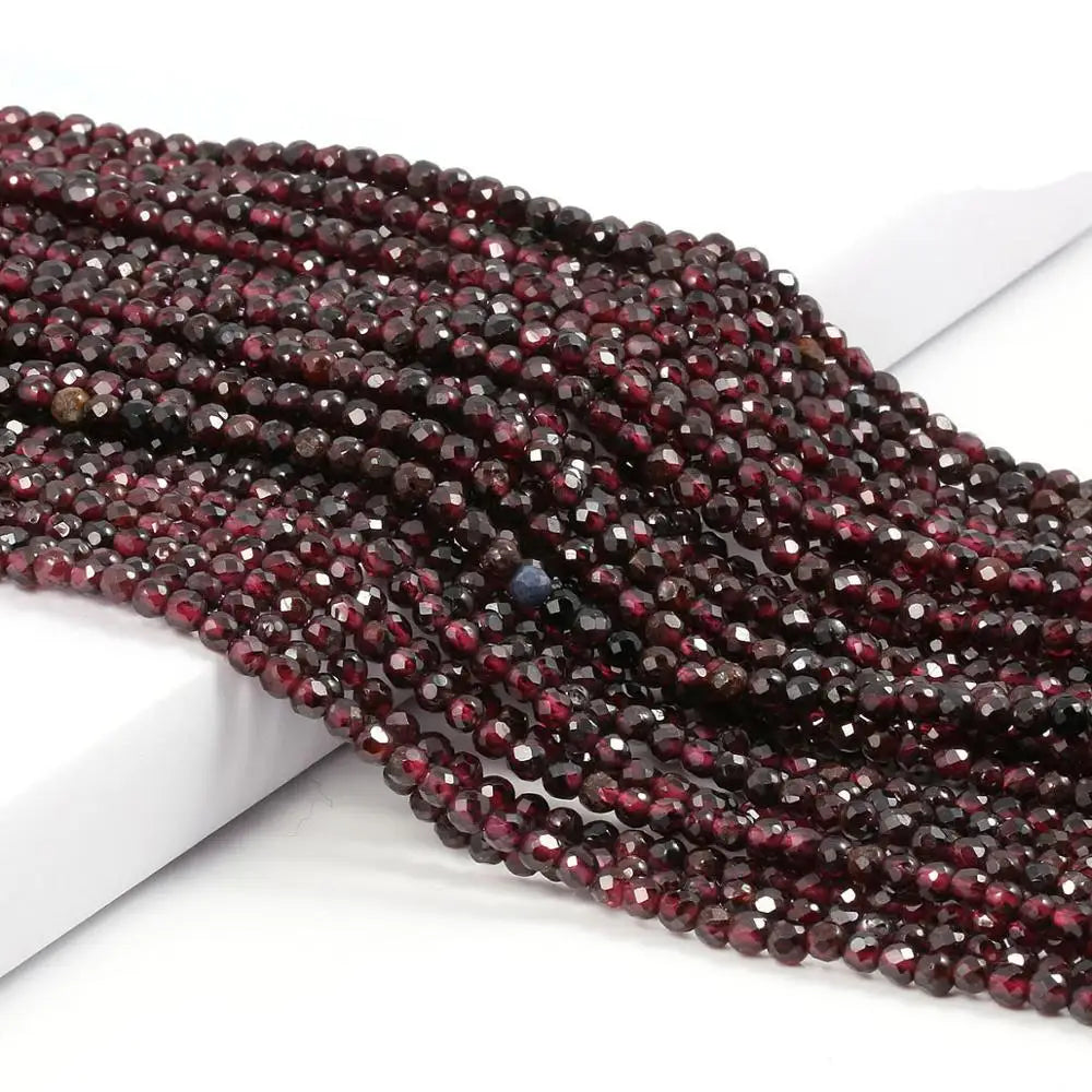Natural Gem Stone Garnet Beaded 2 3mm Small Faceted Loose Beads for DIY Bracelet Necklace  Jewelry Making Accessories 15''