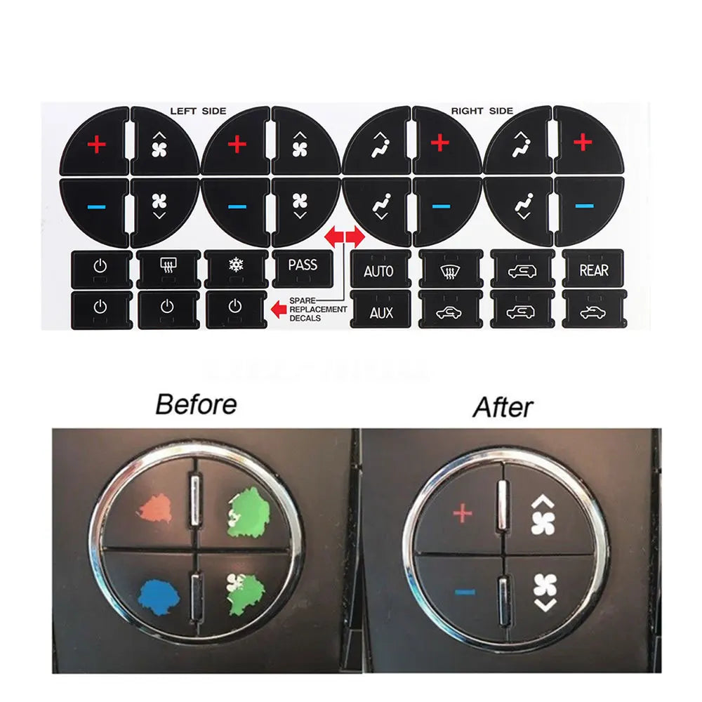 Climate Control AC Button Repair Stickers — Chevrolet Tahoe, Suburban, Avalanche, Silverado & GMC Yukon