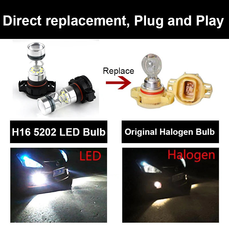 2PCS For Jeep Compass 2017 2018 2019 LED Car Front Daytime running Light Bulbs DRL Lamps 2504 PSX24W 6000KError Free Accessories