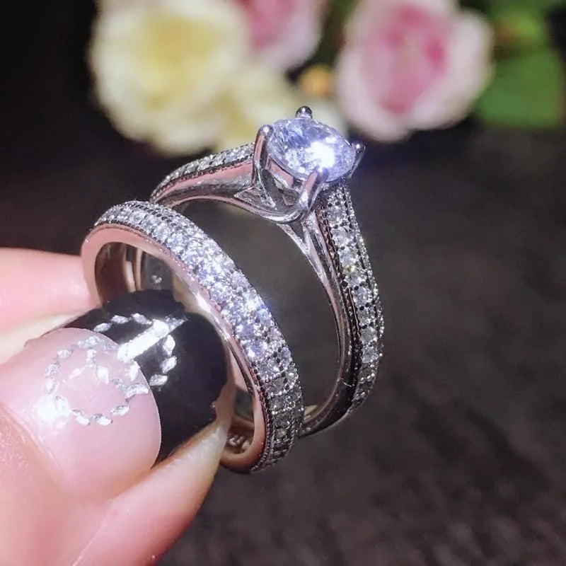 Cubic Zirconia White Gold Ring for Women - Bridal & Wedding