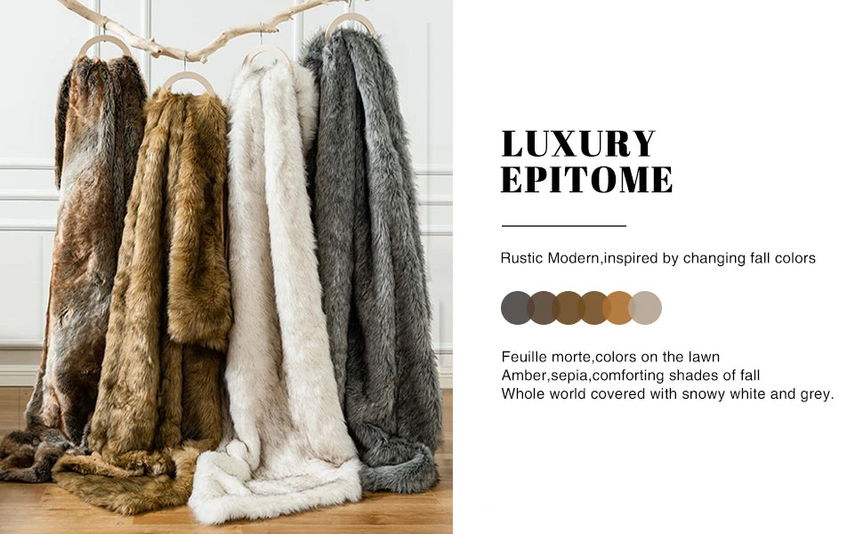 Faux Fur Throw Blanket, Fluffy Plush Sofa Throw