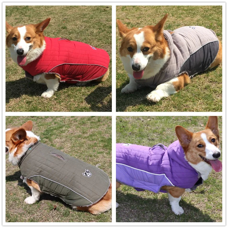 Reflective Quilted Dog Winter Jacket - Thick Fleece Coat with Belly Strap - photo 5
