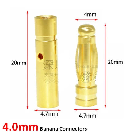 10pair/lot 2.0/3.0/3.5/4.0/5/5.5/6/6.5/8mm Gold Bullet Banana Connectors Plug For Lipo Battery RC ESC Motor DIY Accessories Toy