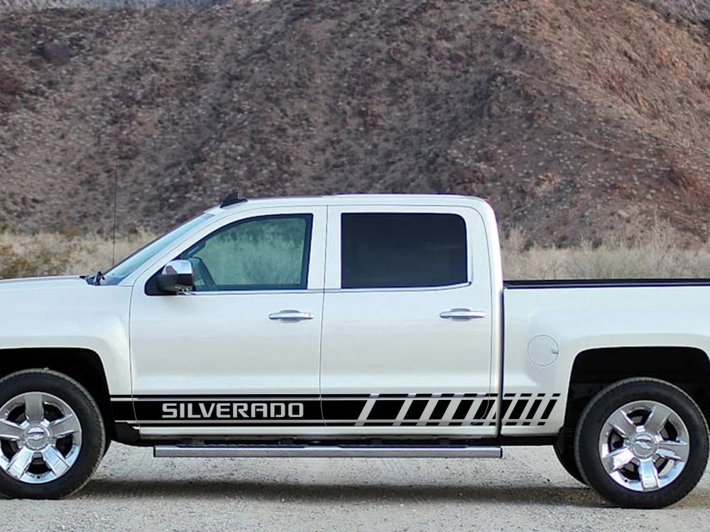 Pickup Door Side Stickers For Chevrolet Silverado 1500 LT LTZ WT Trail Boss RST Truck Stripes Decal Decor Cover Auto Accessories