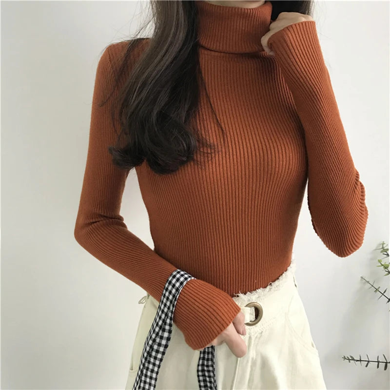Women's Ribbed Turtleneck Sweater — Thick Knit Jumper