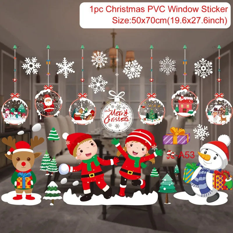 Christmas Wall Window Stickers Marry Christmas Decoration For Home 2026 Christmas Ornaments Xmas Navidad Gift New Year 2026