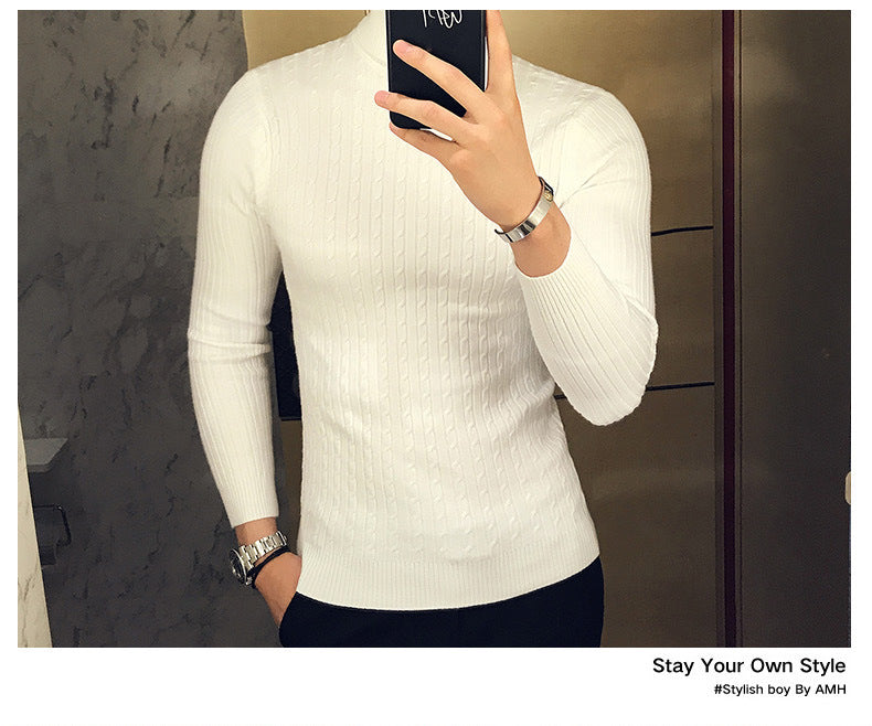 Men's Turtleneck Sweater, Slim Knit Pullover