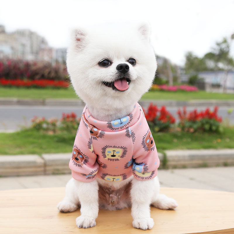 Manufacturer Custom Printed Cartoon Pet Clothes Fleece-Lined Two-Legged Sweatshirt Winter Pullover Dog and Cat Supplies Clothing