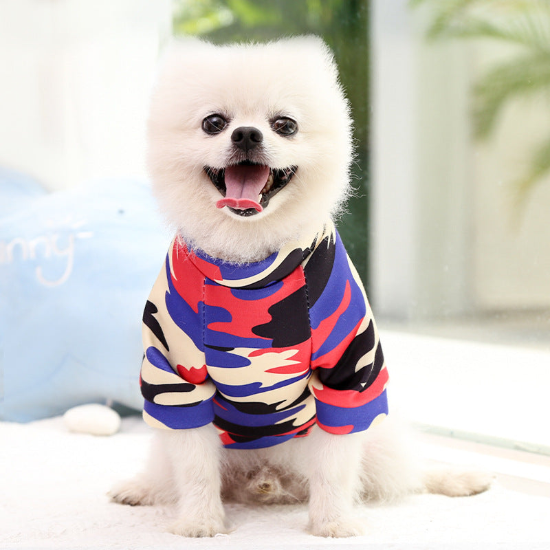 Manufacturer Custom Printed Cartoon Pet Clothes Fleece-Lined Two-Legged Sweatshirt Winter Pullover Dog and Cat Supplies Clothing
