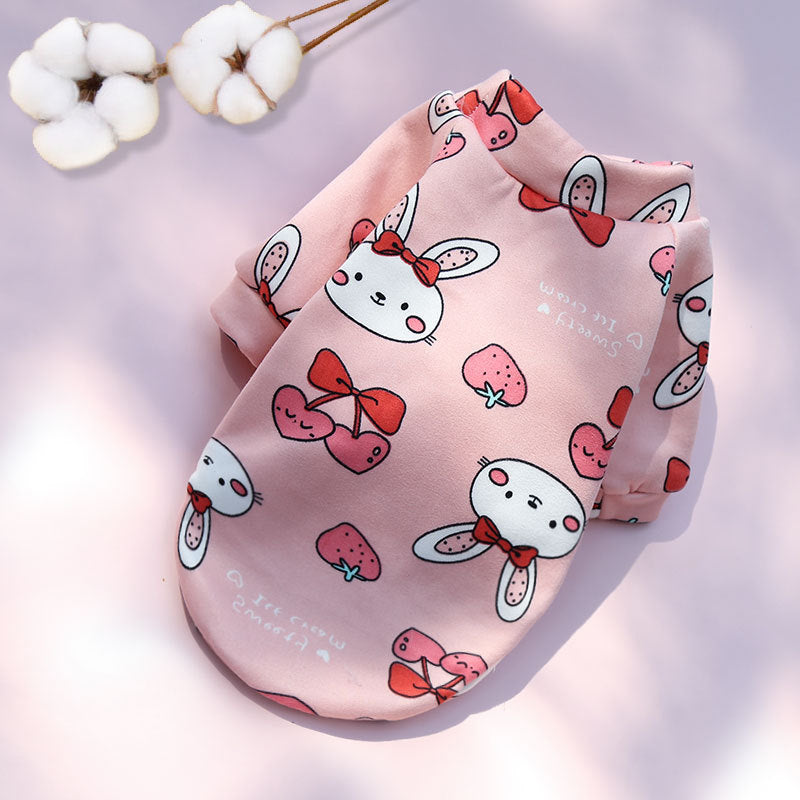 Manufacturer Custom Printed Cartoon Pet Clothes Fleece-Lined Two-Legged Sweatshirt Winter Pullover Dog and Cat Supplies Clothing