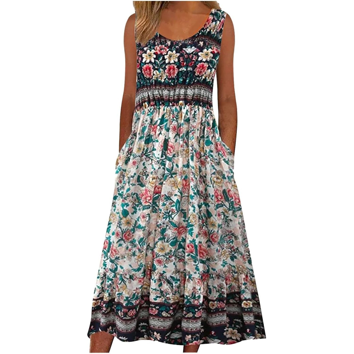 Women's European Print Sleeveless Pullover Casual Dress – Summer Floral Strap Dress 2026