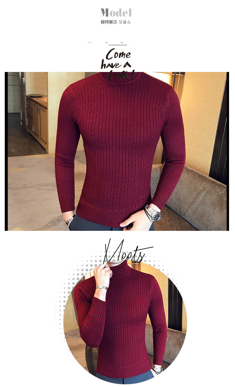 Men's Turtleneck Sweater, Slim Knit Pullover