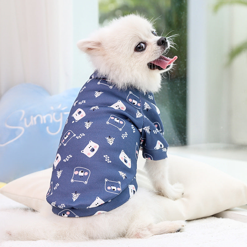 Manufacturer Custom Printed Cartoon Pet Clothes Fleece-Lined Two-Legged Sweatshirt Winter Pullover Dog and Cat Supplies Clothing