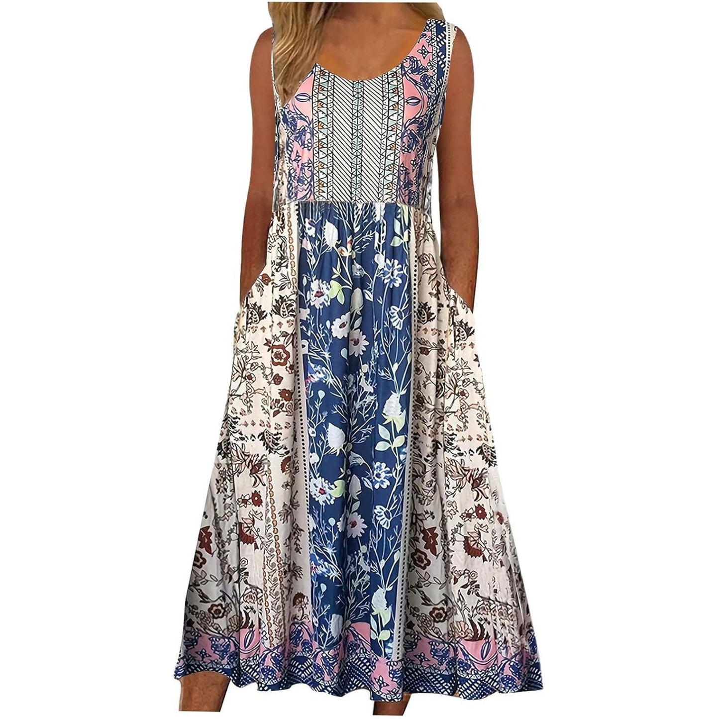 Women's European Print Sleeveless Pullover Casual Dress – Summer Floral Strap Dress 2026