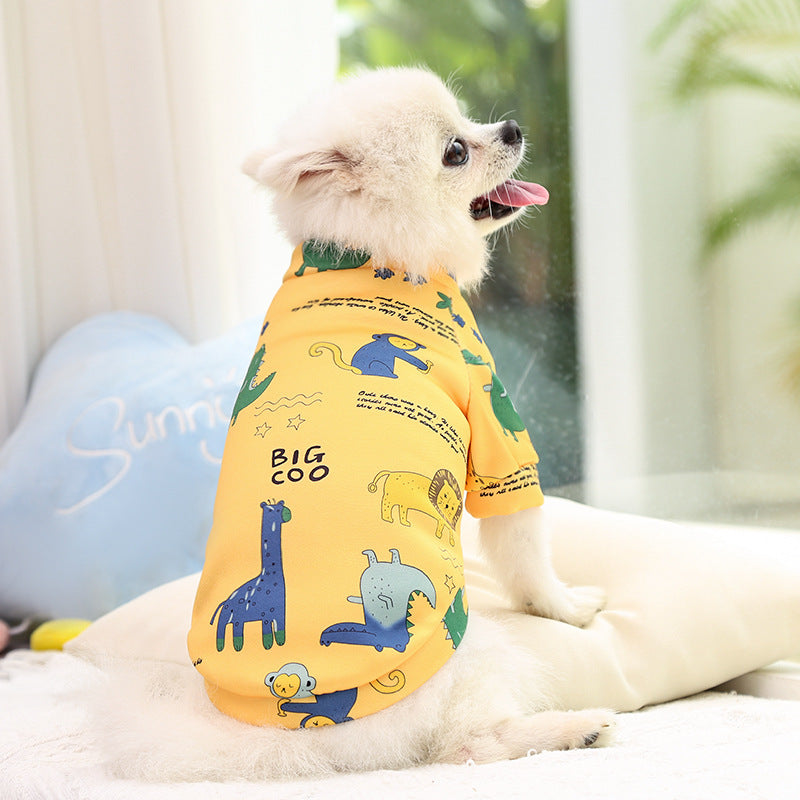 Manufacturer Custom Printed Cartoon Pet Clothes Fleece-Lined Two-Legged Sweatshirt Winter Pullover Dog and Cat Supplies Clothing
