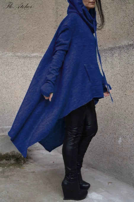 Women's Long Solid Color Hoodie with Pockets
