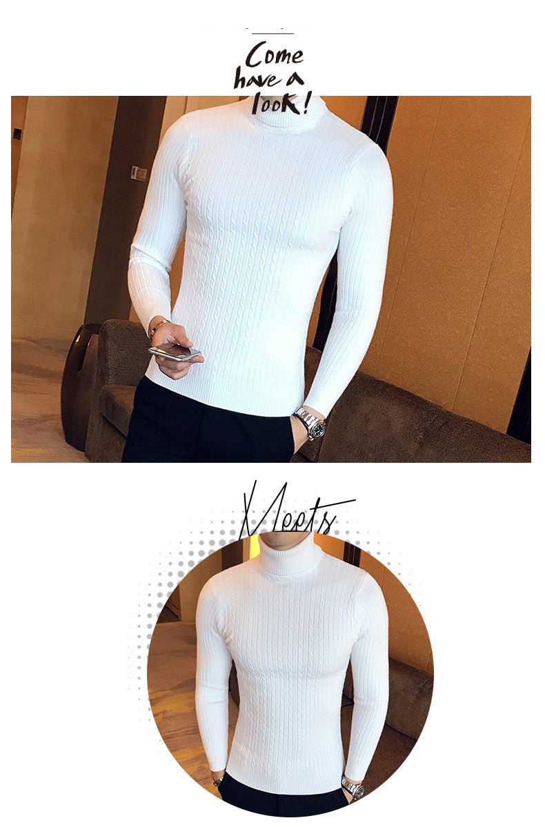 Men's Turtleneck Sweater, Slim Knit Pullover