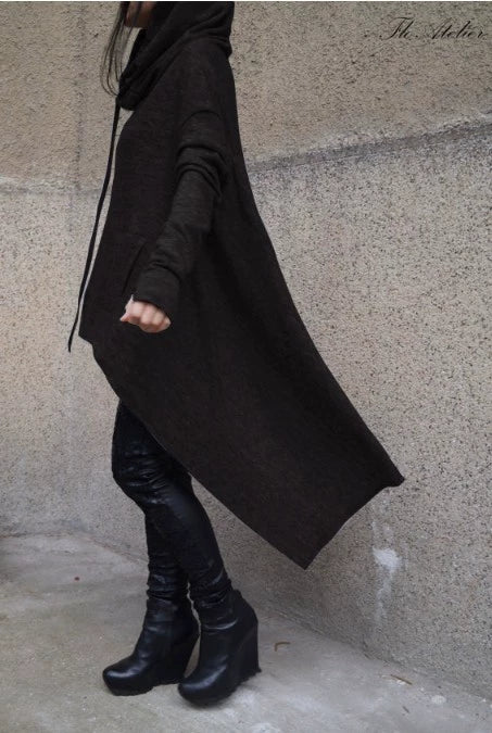 Women's Long Solid Color Hoodie with Pockets