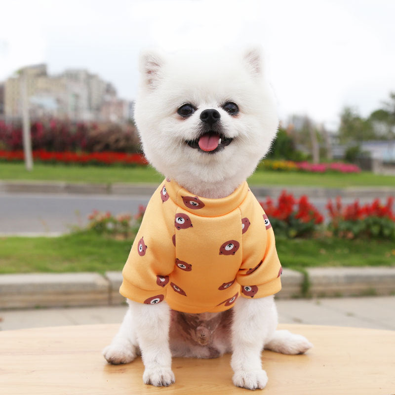 Manufacturer Custom Printed Cartoon Pet Clothes Fleece-Lined Two-Legged Sweatshirt Winter Pullover Dog and Cat Supplies Clothing