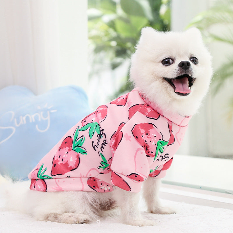 Manufacturer Custom Printed Cartoon Pet Clothes Fleece-Lined Two-Legged Sweatshirt Winter Pullover Dog and Cat Supplies Clothing