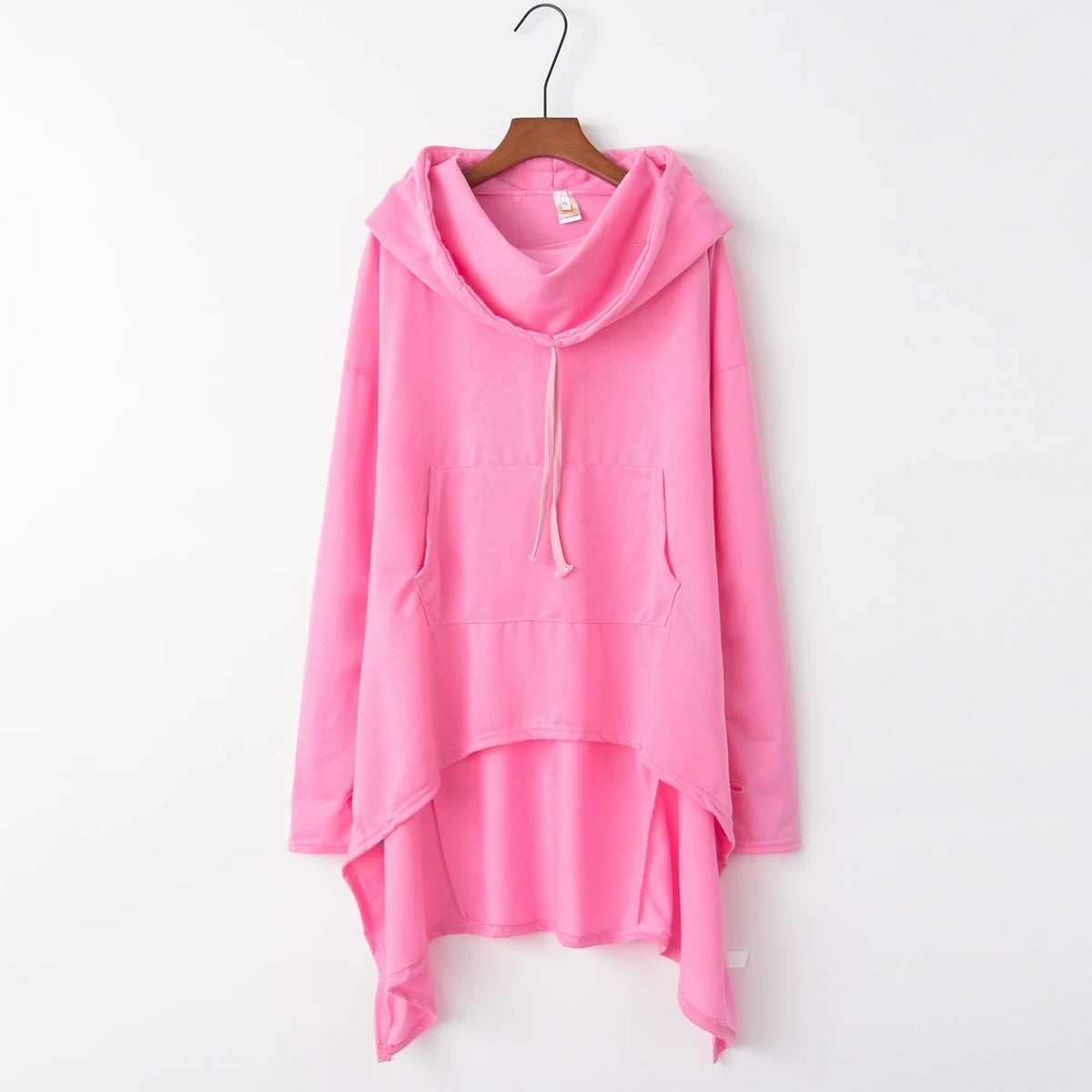 Women's Long Solid Color Hoodie with Pockets
